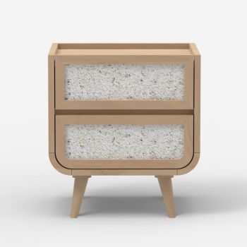 Oxy Two Drawer Side Table - Mango Wood/MDF/Veneer - L50 x W40 x H55 cm - Natural