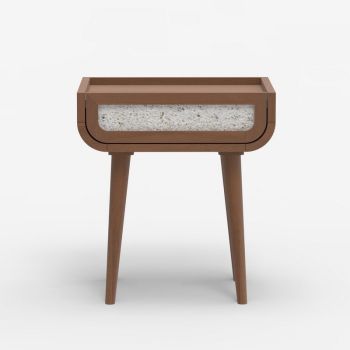Oxy Side Table - Mango Wood/MDF/Veneer - L50 x W40 x H55 cm - Walnut