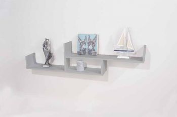 floating two tier wall shelf - light grey
