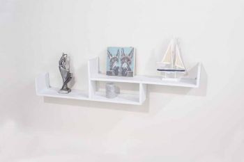 floating two tier wall shelf - matt white 