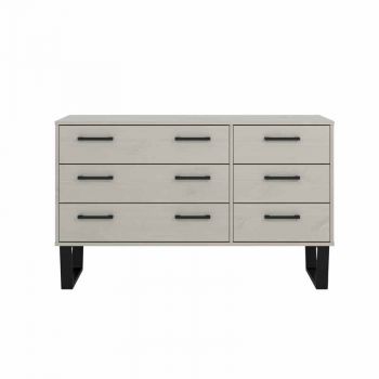 3+3 Drawer Wide Chest of Drawers Grey Wax Finish