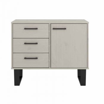 Small Sideboard With 1 Door, 3 Drawers Grey Wax Finish