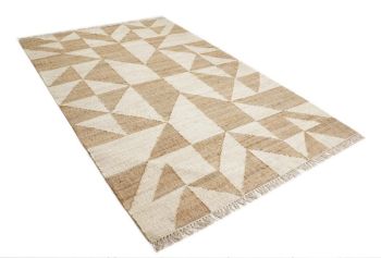 Yati Rectangular Shaped Handwoven Kilim - Jute - L200 x W140 x H1 cm - Beige