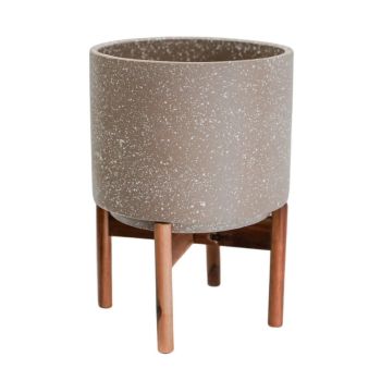 Valetta Speckled Planter with Stand - L28 x W28 x H37 cm - Caramel