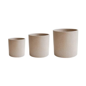 Valetta Terrazzo Planter (Set of 3) - Cement - Caramel