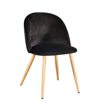 Venice Dining Chair - Velvet - L55 x W51 x H78 cm - Black