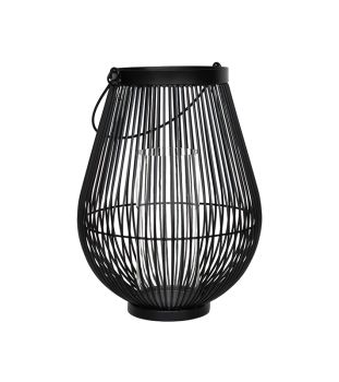 Venere Lantern with Glass Insert - Metal - L33.5 x W33.5 x H46 cm - Black