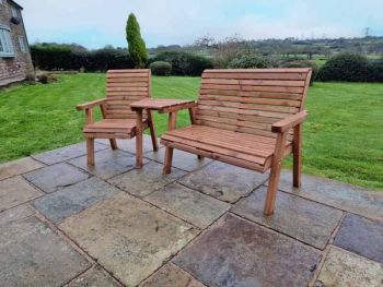 Valley Trio Set - Timber - L100 x W170 x H95 cm - Garden Furniture - Fully Assembled
