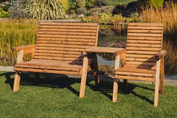 Valley Garden Furniture Trio Set with Tray - Timber - L100 x W220 x H95 cm - Fully Assembled