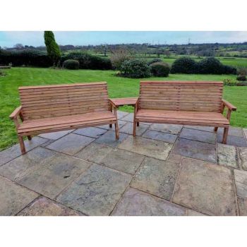Valley 6 Seat Set 2X3B Angled Tray - Timber - L100 x W330 x H95 cm - Fully Assembled - Set of Waterproof Cushions Included
