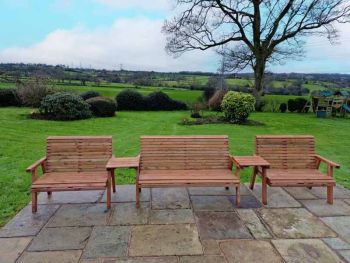 Valley 7 Seat Set 1X3B 2 X 2B Straight Tray - Timber - L100 x W380 x H95 cm - Garden Furniture - Fully Assembled