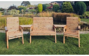 Valley 4 Seat Set 1X2B 2XC Angled Tray - Timber - L100 x W310 x H95 cm - Garden Furniture - Fully Assembled