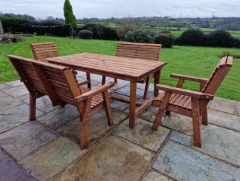 Valley 6 Seater Set 2XC 2XB - Timber - L220 x W330 x H95 cm - Garden Furniture - Minimal Assembly Required