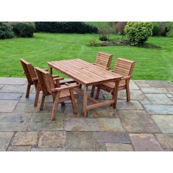 Valley 4 Seat Set 4XC Table - Timber - L220 x W330 x H95 cm - Minimal Assembly Required - Set of Waterproof Cushions Included