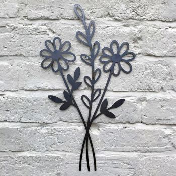 Wildflower Bouquet Wall Art - Bare Metal/Ready to Rust - W30 x H50 cm