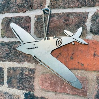 Hanging Spitfire Garden Art - W23 x H18 cm - Black