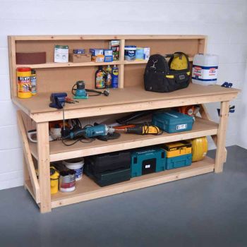 Work Bench with Back Panel 6Ft + Shelf - MDF