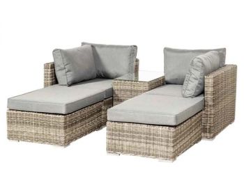 WENTWORTH 4 Seater MULTI RELAXER SET (2X LH/RH SEAT 2 OTTOMAN INC CUSHIONS & 1 SIDE TABLE 