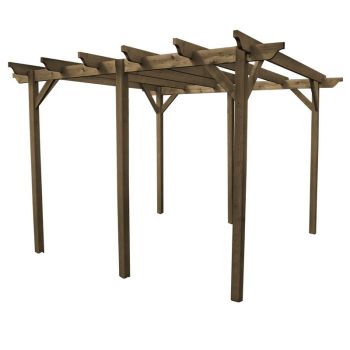 Garden Pergola 6 Posts - Wood - L240 x W480 x H270 cm - Rustic Brown
