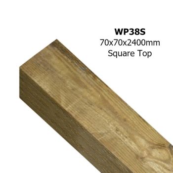 Square Top Wall Mounted Posts - Pressure Treated Scandinavian Redwood - L70 x W70 x H2400 mm