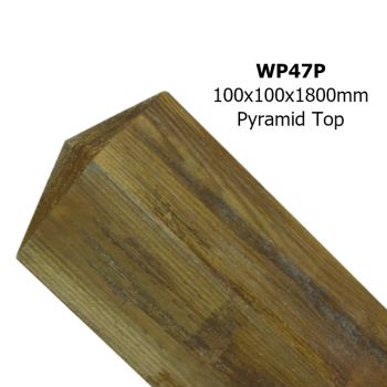 Evington Farm/Field Style 5 Bar Gate Pyramid Top Posts - Pressure Treated Scandinavian Redwood - L100 x W100 x H1800 mm