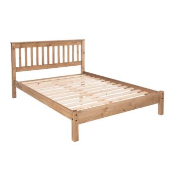 4'6" Slatted Lowend Bedstead - Pine - 147.6 x 201.5 x 100 cm - Antique Waxed Pine