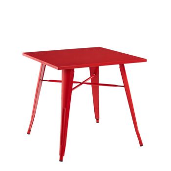 Outdoor Garden Table - Metal - L80 x W80 x H76 cm - Red