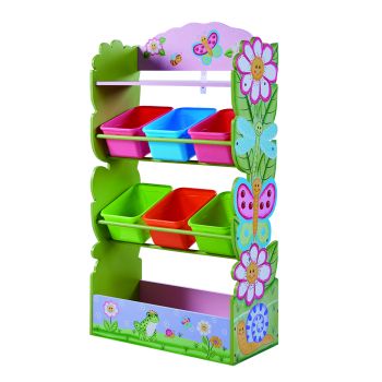 Toy Furniture Magic Garden Toy Organizer with Combo Bins - L60 x W28 x H112 cm - Pink/Green