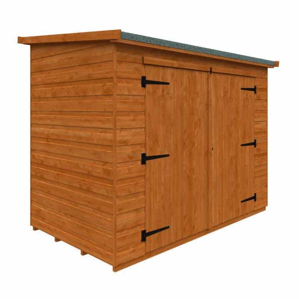 7 x 4 Feet Pent Compact 12mm Shed - Solid Wood/Softwood/Pine - L205 x W115 x H170.4 cm - Burnt Orange