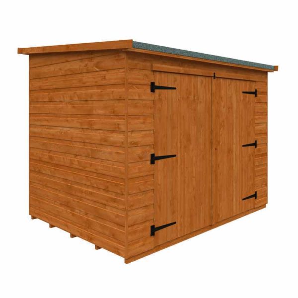 7 x 5 Feet Pent Compact 12mm Shed - Solid Wood/Softwood/Pine - L205 x W145 x H170.4 cm - Burnt Orange