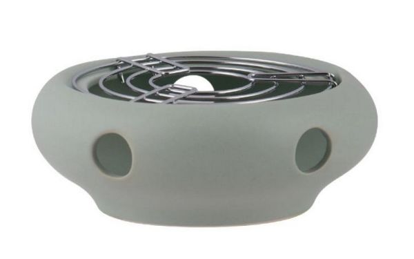 Teapot Heater - Stoneware/Stainless Steel - L15 x W15 x H7 cm - Leaf Green