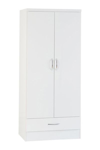 Nevada 4 Door 2 Drawer Mirrored Wardrobe - L52 x W154 x H182.5 cm - White Gloss