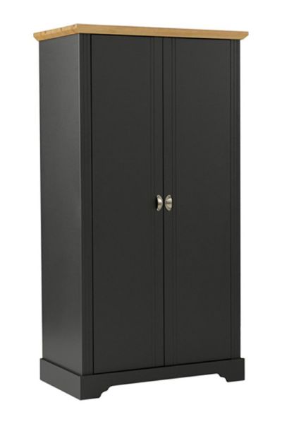 Toledo 2 Door Wardrobe - L56 x W100.5 x H188 cm - Grey/Oak Effect