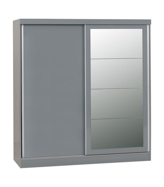 Nevada 2 Door Sliding Wardrobe - L62 x W178.5 x H194 cm - Grey Gloss