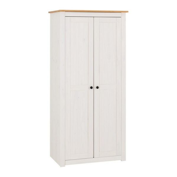 Panama 2 Door Wardrobe - L50 x W80 x H171.5 cm - White/Natural Wax