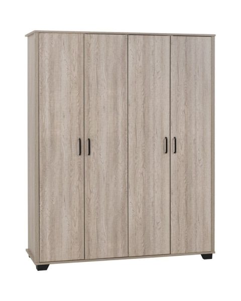 Oliver 4 Door Wardrobe - L52 x W153 x H190 cm - Light Oak Effect