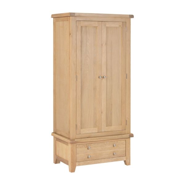 Windsor 2 Door 1 Drawer Wardrobe - L56 x W90 x H190 cm - Natural Oak