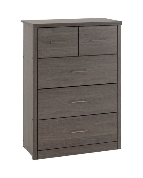 Lisbon 3+2 Drawer Chest - L40 x W80.5 x H114 cm - Black Wood Grain