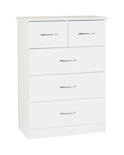 Nevada 3+2 Drawer Chest - L46 x W81 x H115.5 cm - White Gloss