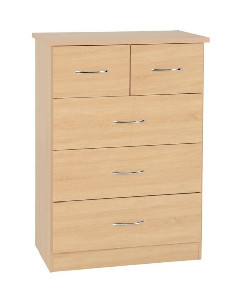 Nevada 3+2 Drawer Chest - L46 x W81 x H115.5 cm - Sonoma Oak Effect