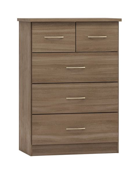 Nevada 3+2 Drawer Chest - L46 x W81 x H115.5 cm - Rustic Oak Effect