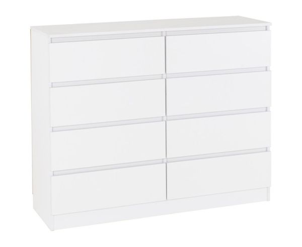 Malvern 8 Drawer Chest - L40 x W121.5 x H100 cm - White