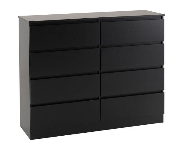 Malvern 8 Drawer Chest - L40 x W121.5 x H100 cm - Black