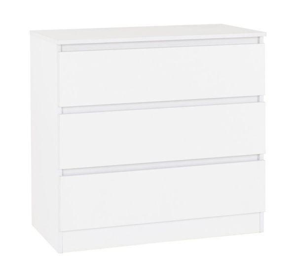 Malvern 3 Drawer Chest - L40 x W80 x H77 cm - White