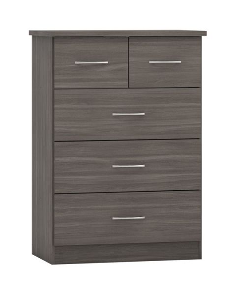 Nevada 3+2 Drawer Chest - L46 x W81 x H115.5 cm - Black Wood Grain