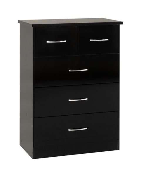 Nevada 3+2 Drawer Chest - L46 x W81 x H115.5 cm - Black Gloss
