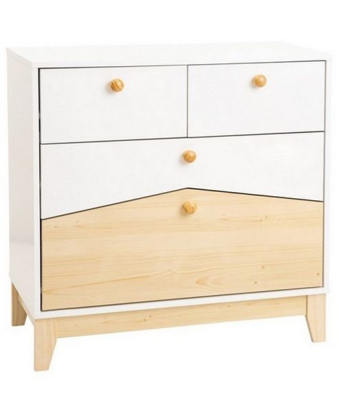 Cody 2+2 Drawer Chest - L40.5 x W80 x H80 cm - White/Pine Effect