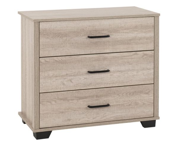 Oliver 3 Drawer Chest - L40 x W80 x H72 cm - Light Oak Effect