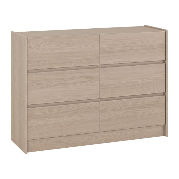 Paris 6 Drawers Chest - L40 x W120 x H88 cm - Smoked Ash Effect