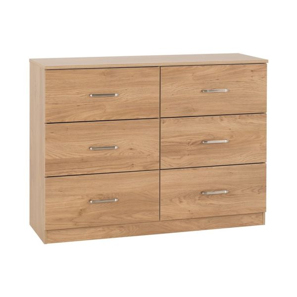 Dakota 6 Drawer Chest - L36 x W110 x H80.5 cm - Oak